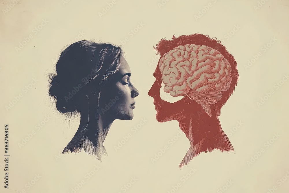 Poster mind sharpness neurons artistic silhouette of a woman with a brain outline overlay representing thou