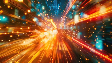 Fototapeta premium Dynamic Light Streaks and Vibrant Urban Speed Effect