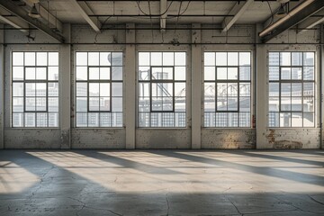 A spacious room filled with natural light from numerous windows