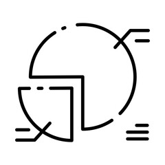 Pie chart with lines dividing sections. Easily visualize data and categorize information for business presentations or financial reports. Suitable for infographics.