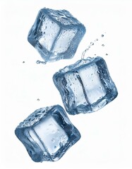 Obraz premium Falling ice cube, isolated on white background, full depth of field 