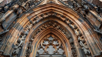 Fototapeta premium Intricate Gothic Architecture of a Majestic Cathedral Entrance