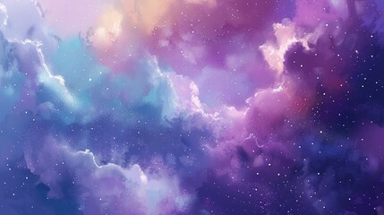 Fototapeta premium Ethereal Cosmic Clouds and Stars: A Vibrant Celestial Art Piece