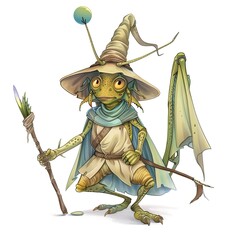 Fototapeta premium Grasshopper Summoner Occupation fantasy animal cartoon isolated whitebackground
