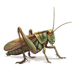 Fototapeta premium Grasshopper violent fantasy animal cartoon isolated whitebackground