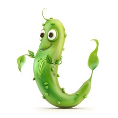 Green beans3D fantasy animal cartoon isolated whitebackground