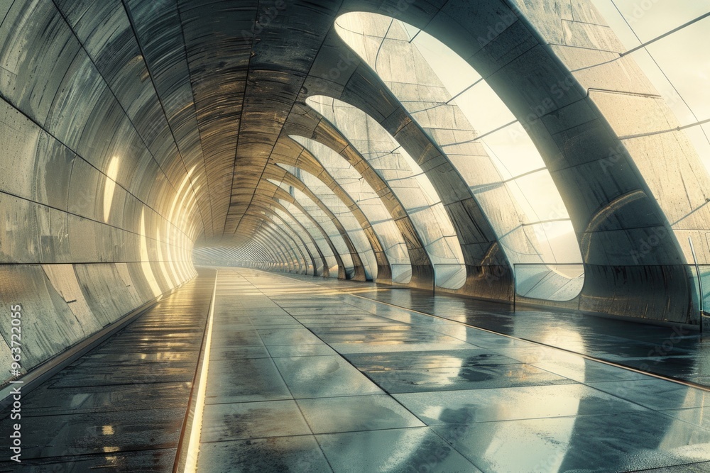 Aufkleber a tunnel with a beam of light at the end, often used for navigation and guidance