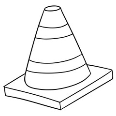 traffic cone illustration hand drawn outline vector