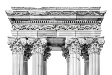 Obraz premium A black and white photo of a building with columns