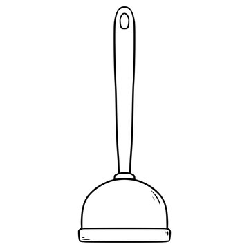 recommend clip art: plunger illustration hand drawn outline vector
