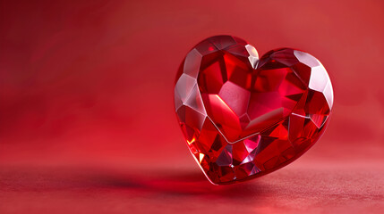 Vivid red heart shines against a deep red background in a raw, simplistic style image.