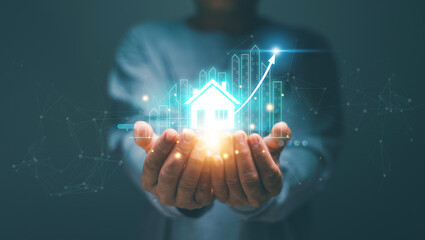 Business prosperity and asset management concept, Real estate investment marketing analysis,...