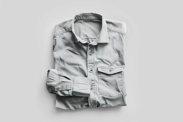 A simple gray shirt placed on a clean white background
