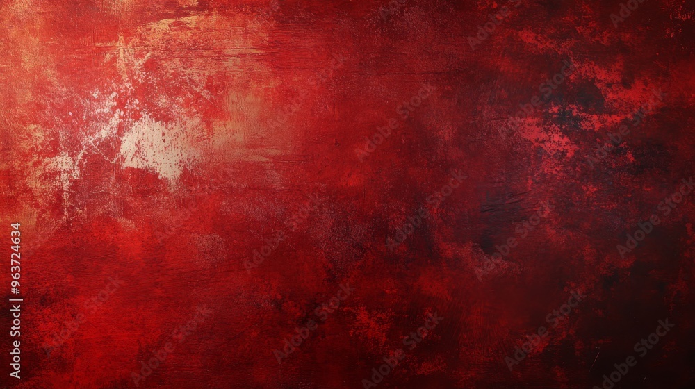 Poster a wide surface displaying scratched bright red paint set against a gloomy, grunge textured backgroun