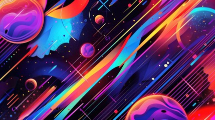 Fototapeta premium Vibrant Abstract Space Art with Neon Colors
