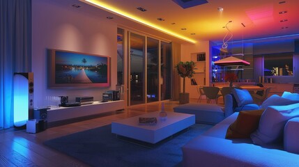 Stylish Modern Living Room with Ambient Lighting