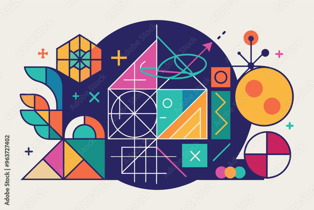 Leinwandbilder colorful abstract geometric shapes and patterns create a vibrant artistic composition suitable for m