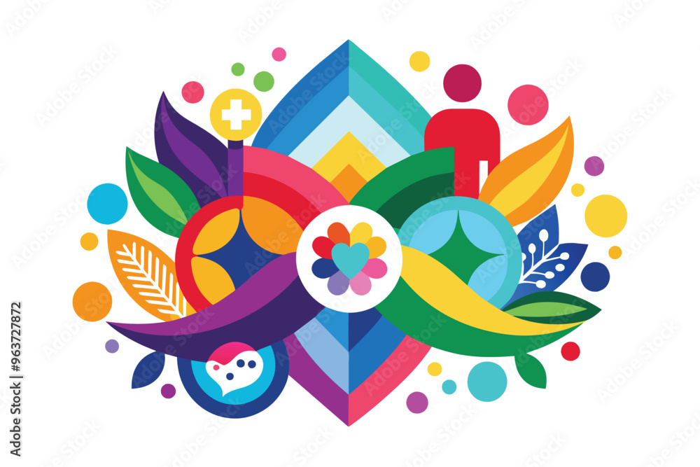 Aufkleber colorful interconnectedness graphic illustrating unity and collaboration among diverse individuals i