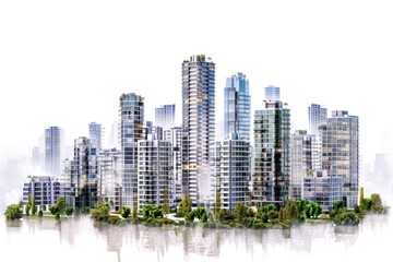 Urban landscape with high-rise structures, suitable for urban planning or architecture projects
