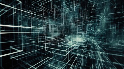 Futuristic Digital Abstract Geometric Cyber Space