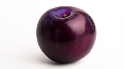 Obraz premium a single plum with deep purple skin and a glossy texture against an isolated white background