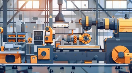 Modern Industrial Manufacturing Machinery in an Advanced Factory