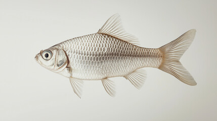 Obraz premium a small silver fish with glistening scales and a streamlined body against an isolated white background