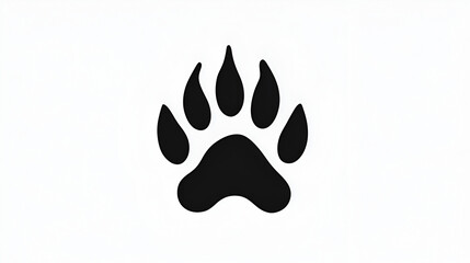 Fototapeta premium Black Bear Paw Print Icon, Simple Silhouette on White Background, Wildlife Illustration