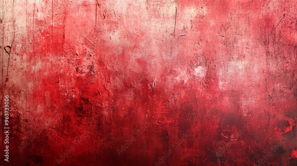 Poster a wide surface showcasing a scratched bright red paint that has been applied, resulting in a distres