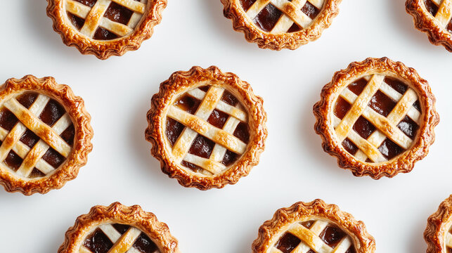 mince pies with a golden pastry crust and spiced fruit filling against an isolated white background