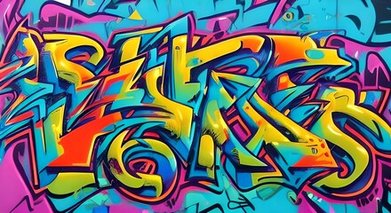 Obraz premium Vibrant Abstract Graffiti Art with Bold Shapes and Bright Colors | 262