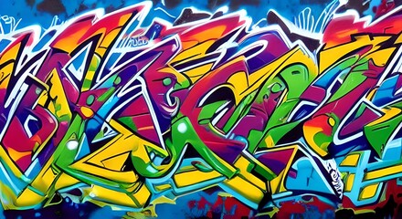 Vibrant Abstract Graffiti Art with Bold Shapes and Bright Colors | 274