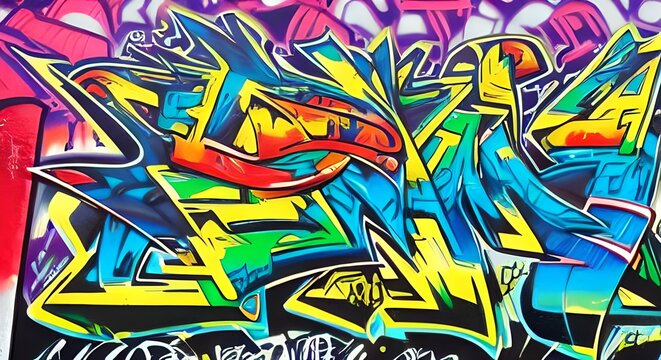 Vibrant Abstract Graffiti Art with Bold Shapes and Bright Colors | 293