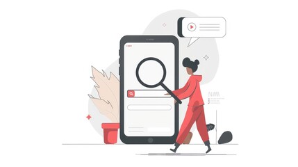 Woman Exploring Search Engine on Smartphone