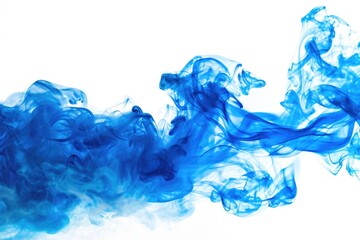 A blue smoke cloud floats on a white background, great for creative compositions