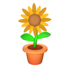 Obraz premium 3D Icon Sunflower in a pot