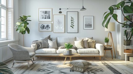 Bright and Cozy Modern Living Room with Scandinavian Decor