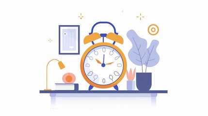 Vibrant Still Life with Alarm Clock in Modern Decor