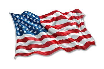 Obraz premium American flag blowing in the wind on a white background, ideal for patriotic events or decorations