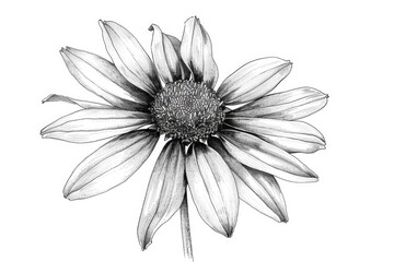 A simple, elegant drawing of a flower in monochrome colors