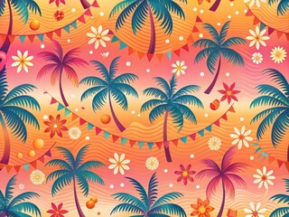 Summer Sunset Ombre: Design a pattern that embodies the warmth and vitality of summer, with an ombre-effect background that gradates from bright orange to soft pink