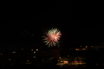 Fireworks in the town of Valdemoro for its local festival, Nuestra Señora del Rosario.