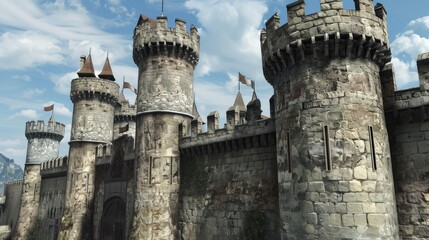 Majestic Medieval Castle Surrounded by a Stunning Sky
