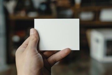 A person holds a white square in their hand