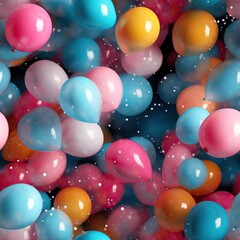 Seamless pattern with colorful balloons, festive background
