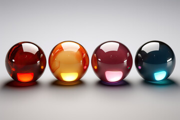 Colorful glass balls on gray background