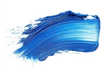Blue paint stroke isolated on white background.