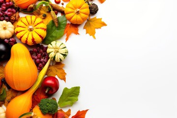 Fototapeta premium Beautiful background with pumpkins. Frame of vegetables, top view