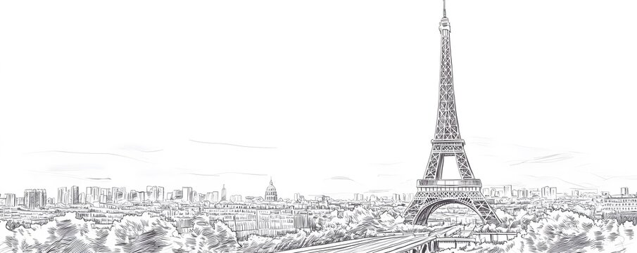 A Hand-Drawn Sketch of the Eiffel Tower in Paris