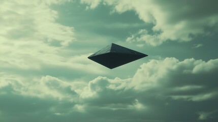 Black Triangle UAP Hovering Mysteriously in Cloudy Sky